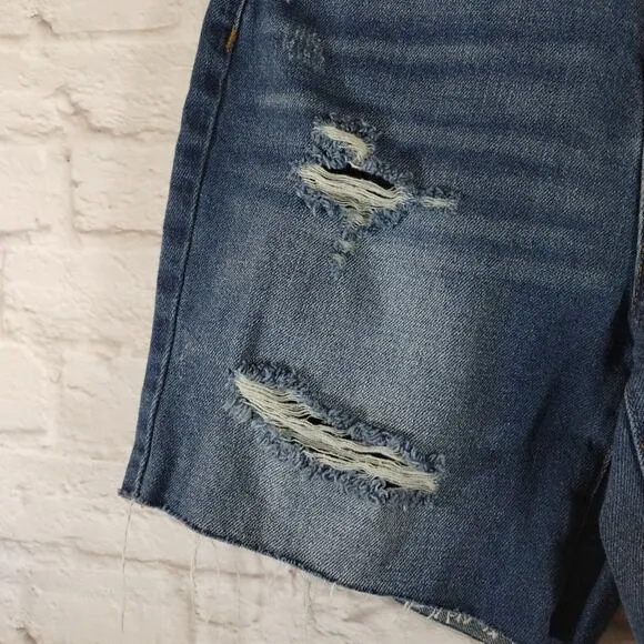 MS BlankNYC Women's The Warren Distressed Blue Ground Rules Denim Shorts NWT 26