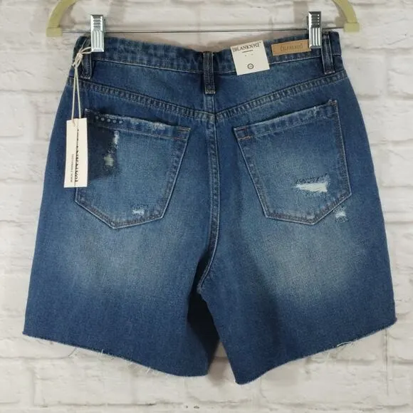 MS BlankNYC Women's The Warren Distressed Blue Ground Rules Denim Shorts NWT 26