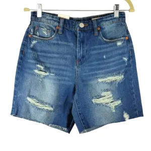 MS BlankNYC Women's The Warren Distressed Blue Ground Rules Denim Shorts NWT 26