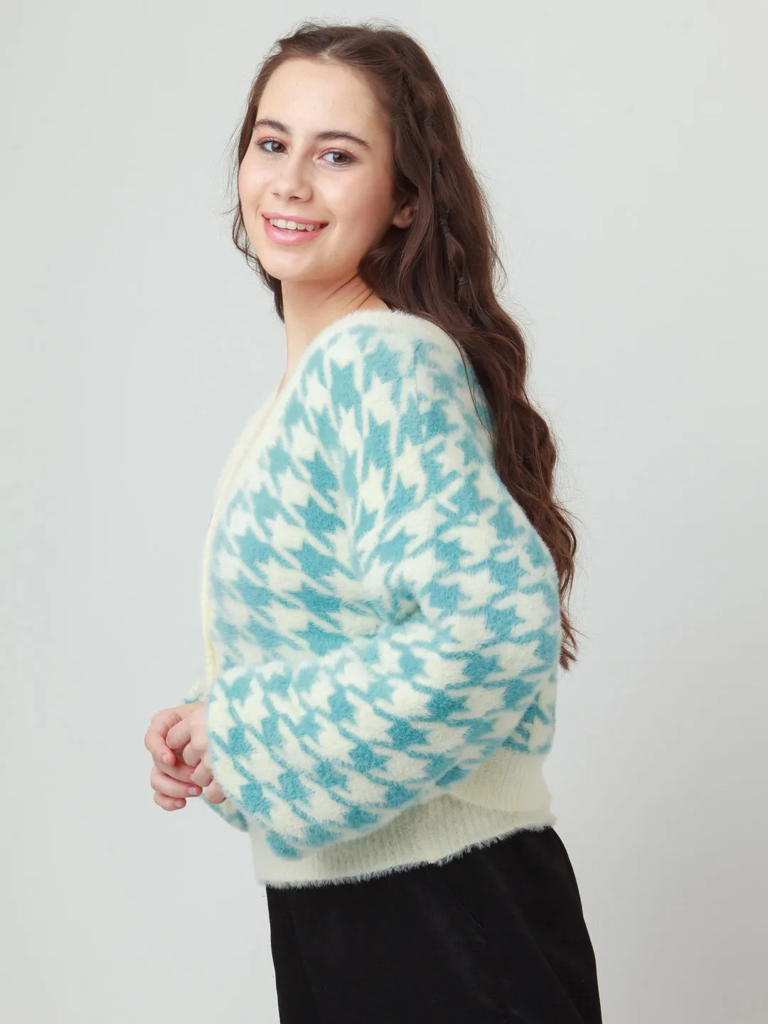 Multicolor Printed Layered Sweater