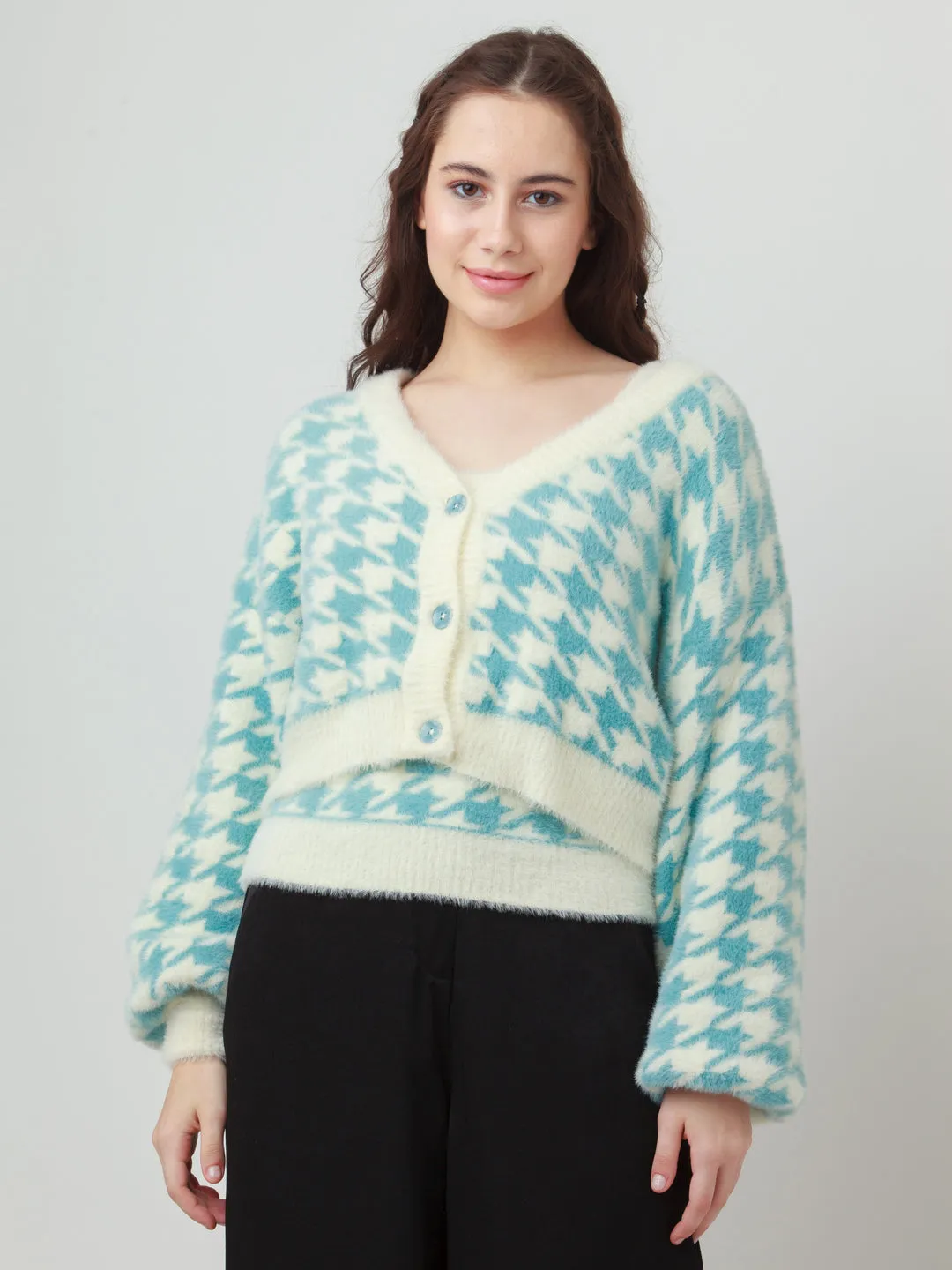 Multicolor Printed Layered Sweater
