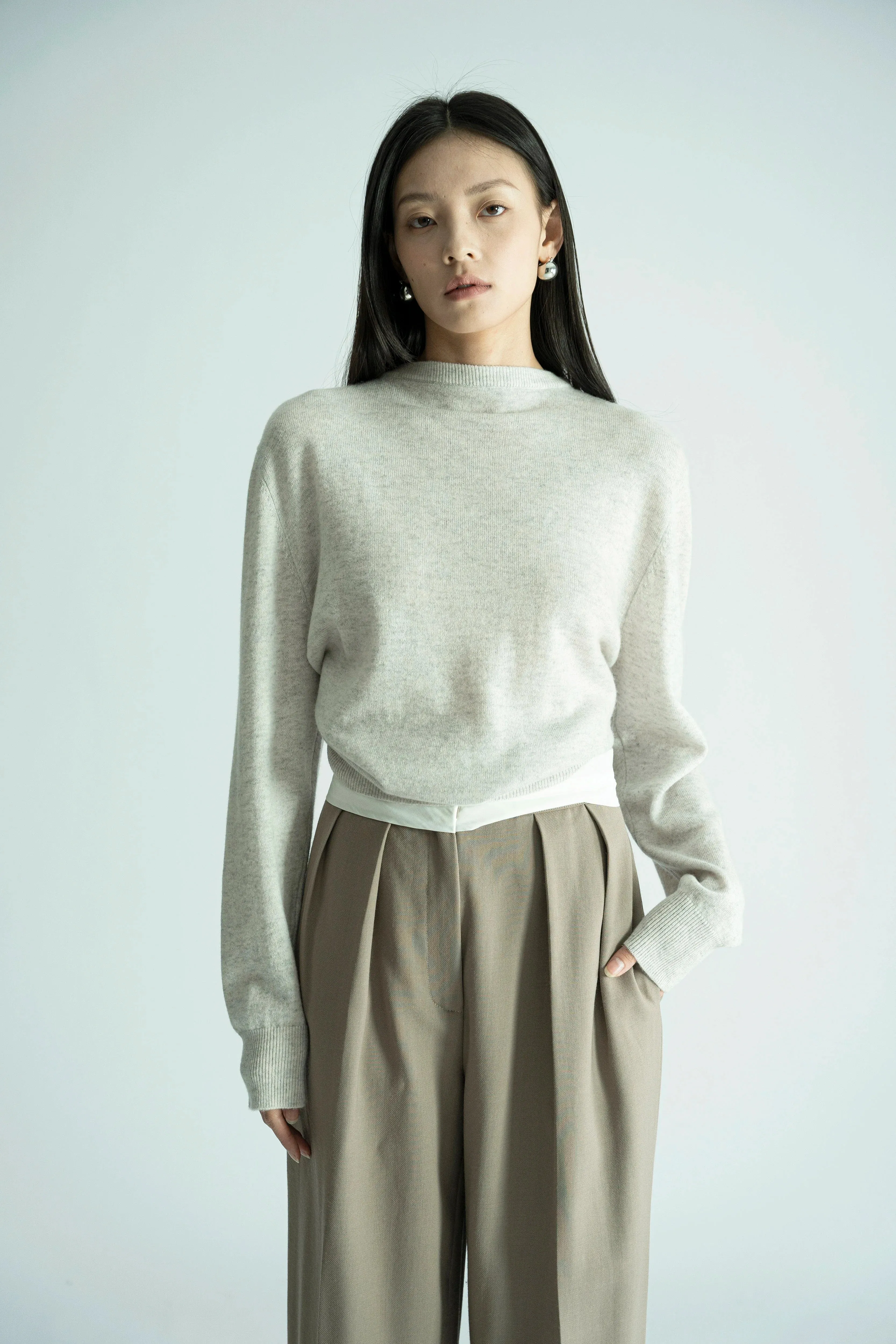 Multiple Wear Wool Cashmere Open Back Sweater
