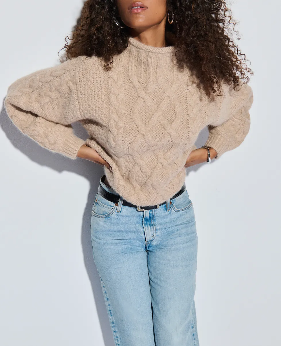 NATION LYDIA CABLE KNIT SWEATER