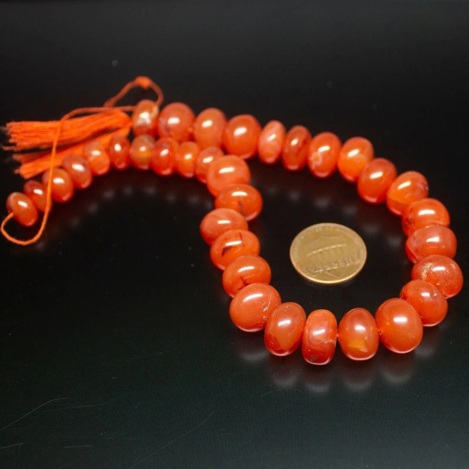 Natural Orange Carnelian Smooth Rondelle Gemstone Beads Strand 10" 9mm 12mm