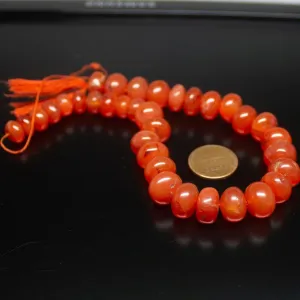 Natural Orange Carnelian Smooth Rondelle Gemstone Beads Strand 10" 9mm 12mm
