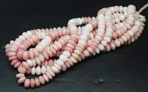 Natural Peruvian Pink Opal Smooth Rondelle Loose Gemstone Beads Strand 8" 10mm