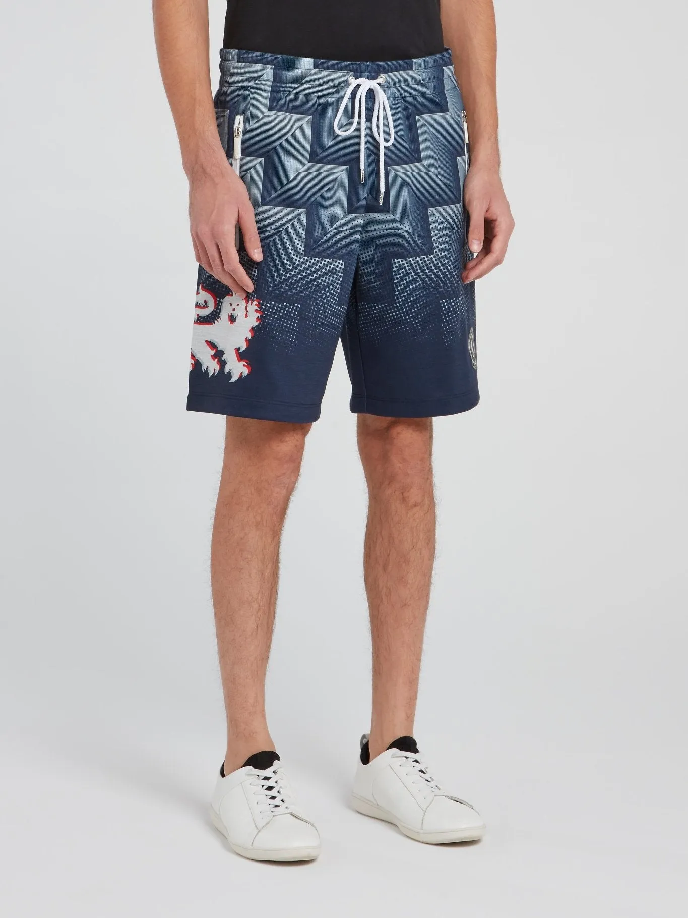Navy Printed Drawstring Shorts