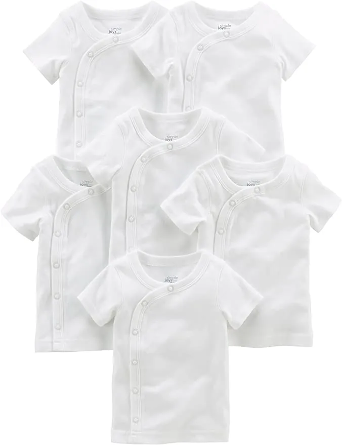 New in package! Simple Joys by Carter's Baby 5-Pack Side-Snap Short-Sleeve Shirt, white, Newborn