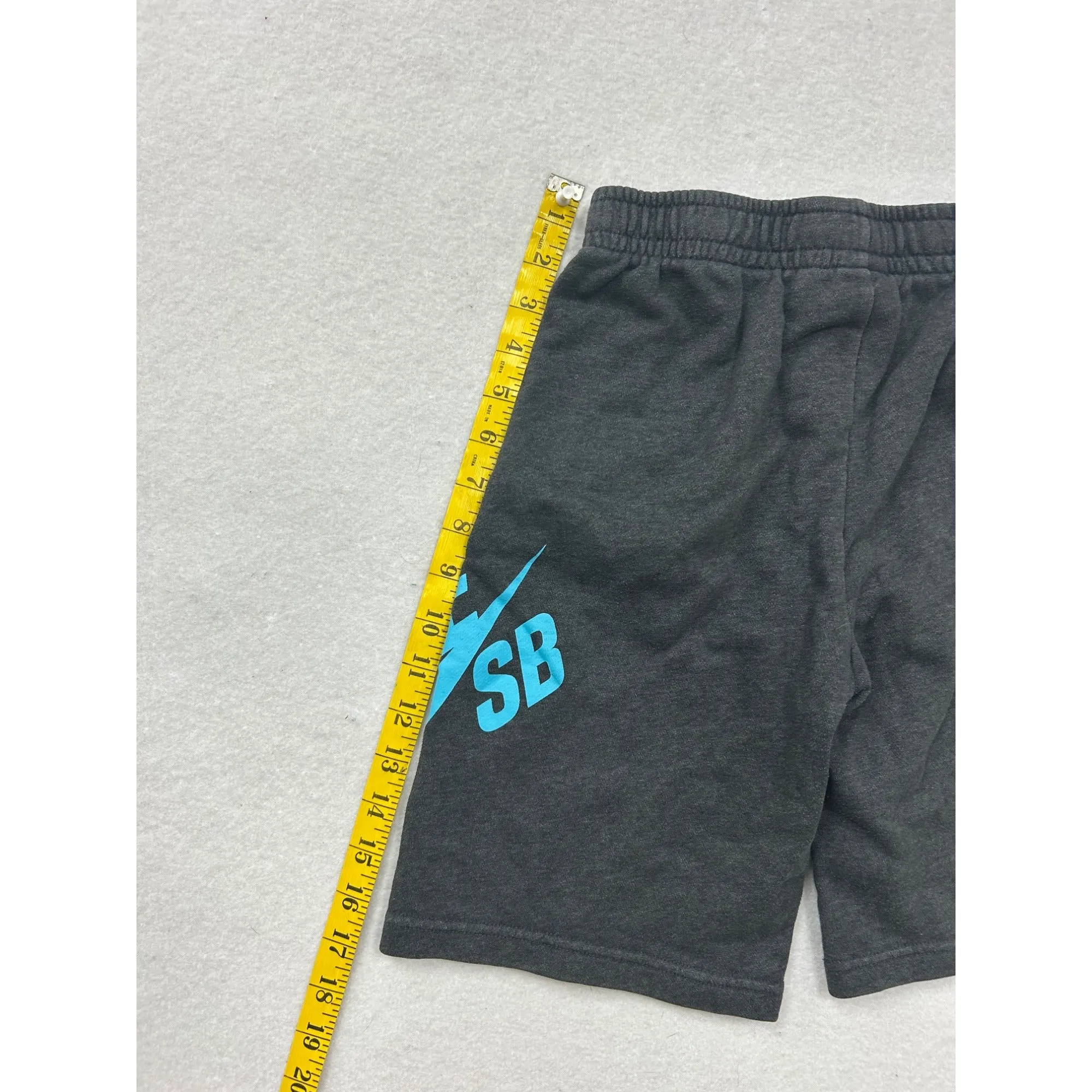 Nike SB Gray Shorts With Blue Logo Print Skateboarding Style #6989