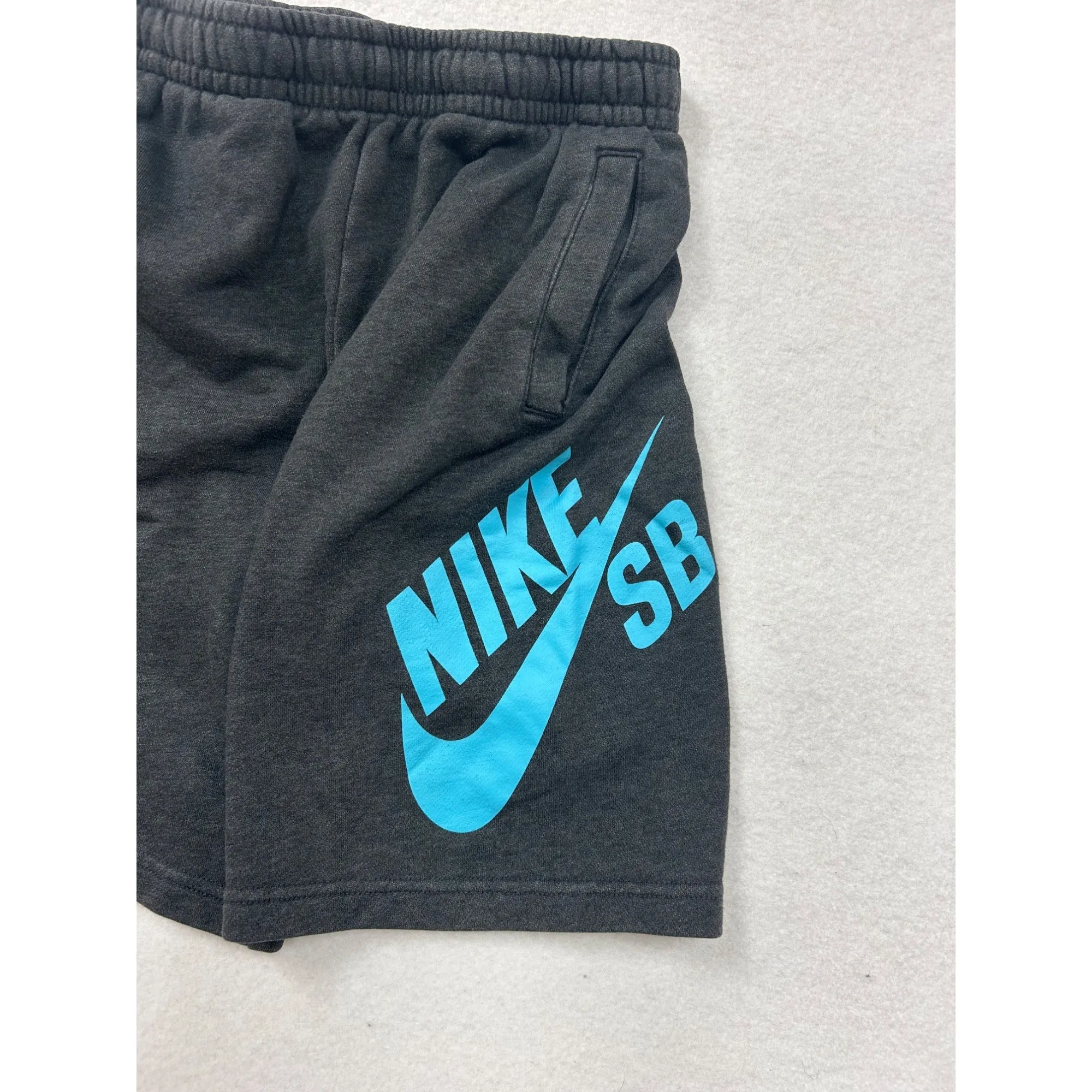 Nike SB Gray Shorts With Blue Logo Print Skateboarding Style #6989