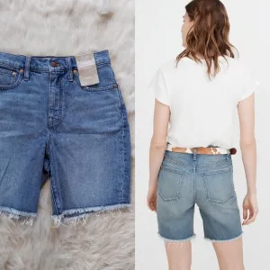 NWT Madewell High-Rise Mid-Length Denim Shorts in Bonet Wash Size 26
