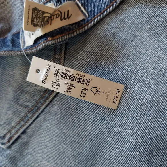 NWT Madewell High-Rise Mid-Length Denim Shorts in Bonet Wash Size 26