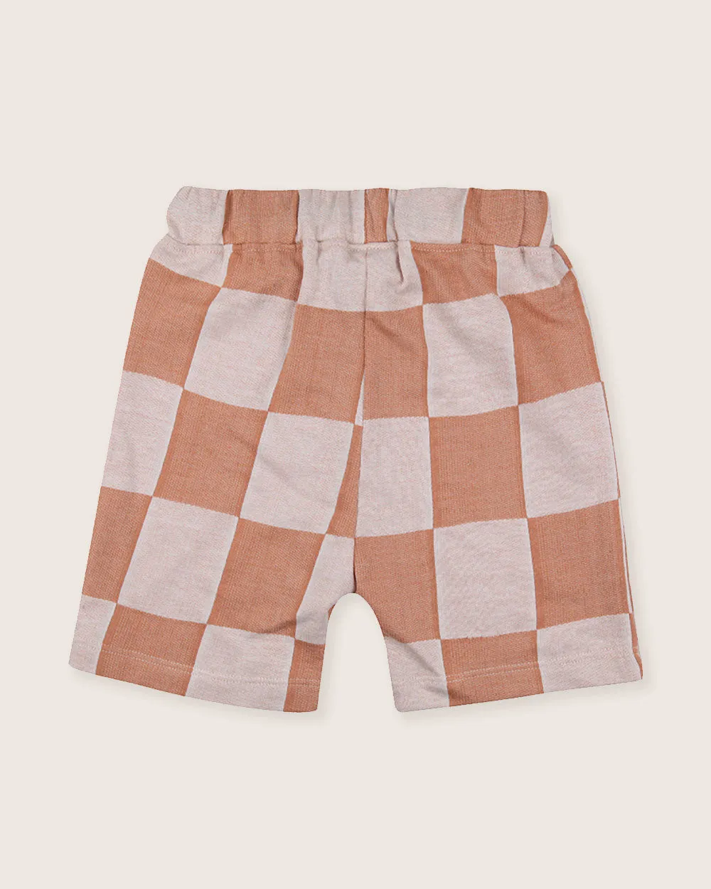 Orange Bold Check Print Shorts