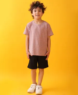 ORANGE STRIPES BLACK BOYS SHORTS SET - ORANGE/BLACK