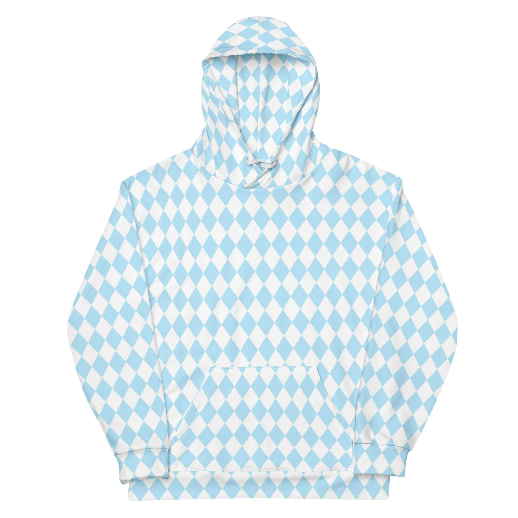 Oz Baby Blue   White Diamond Checkered Eco Hoodie