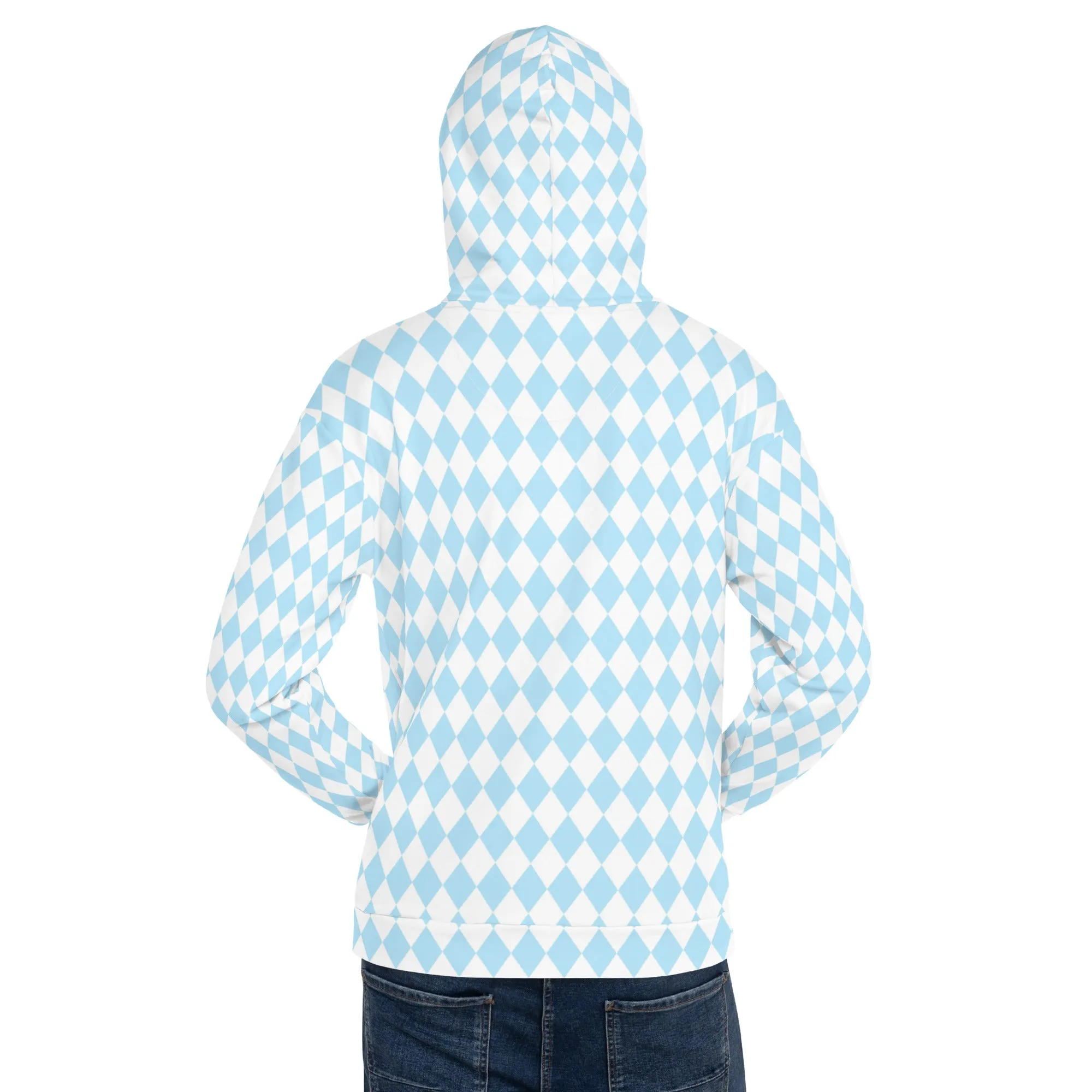 Oz Baby Blue   White Diamond Checkered Eco Hoodie