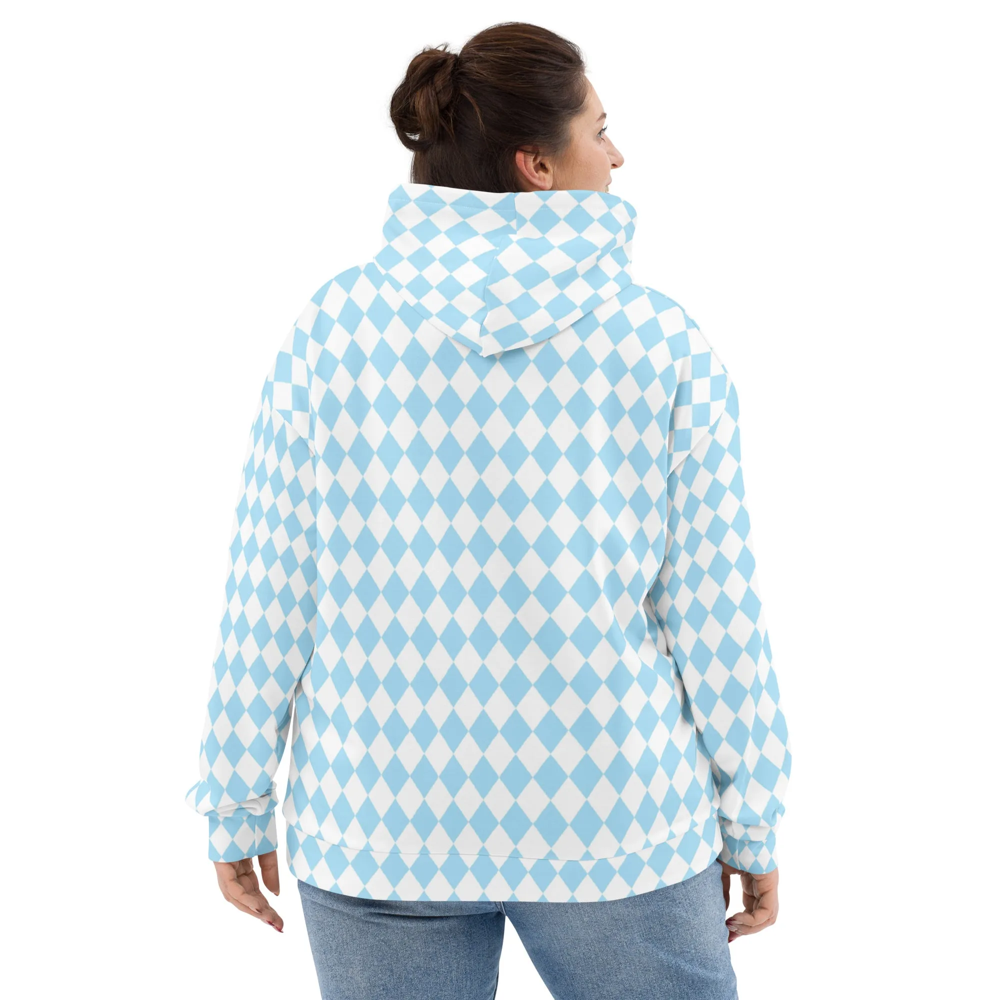 Oz Baby Blue   White Diamond Checkered Eco Hoodie
