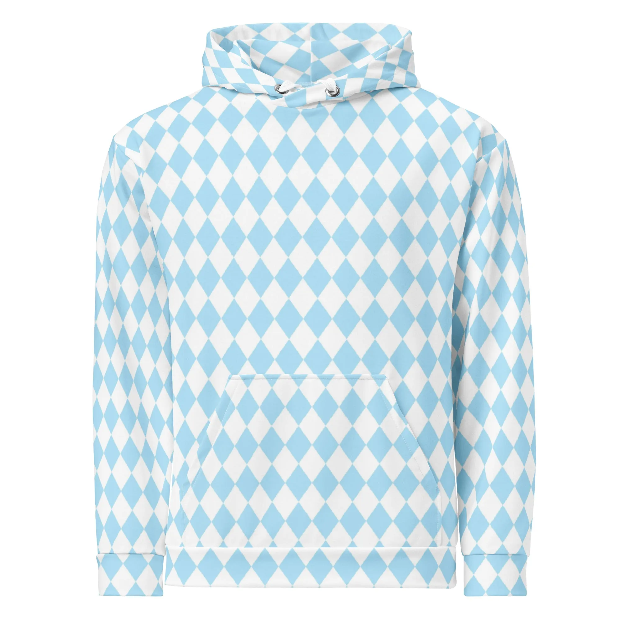 Oz Baby Blue   White Diamond Checkered Eco Hoodie