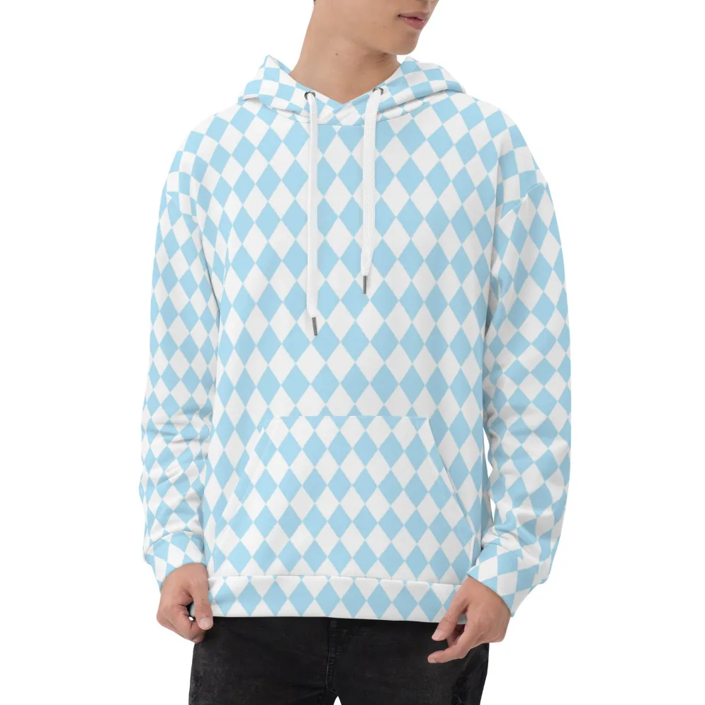 Oz Baby Blue   White Diamond Checkered Eco Hoodie