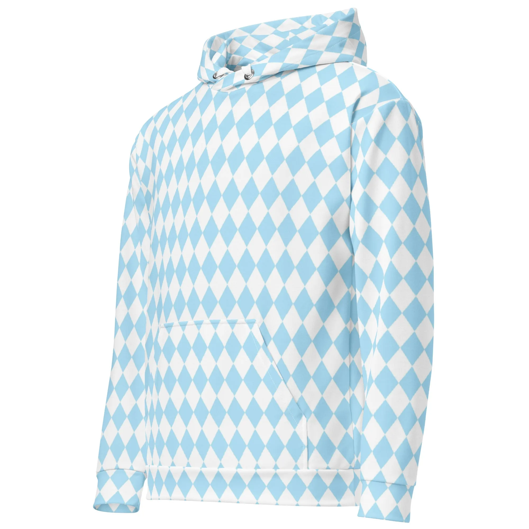 Oz Baby Blue   White Diamond Checkered Eco Hoodie