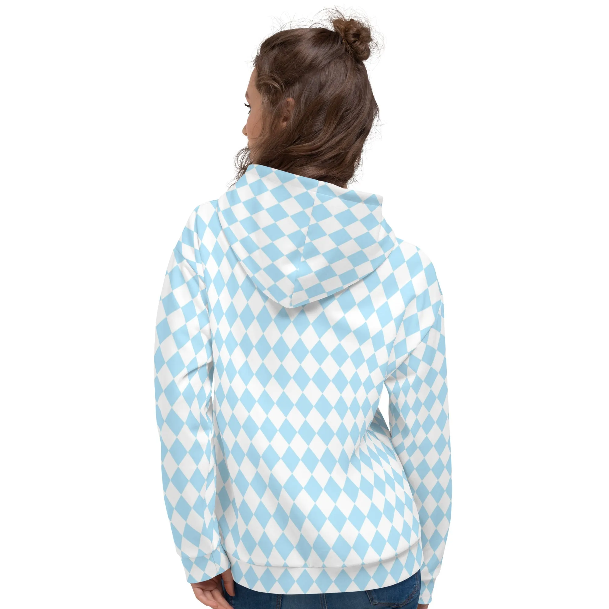Oz Baby Blue   White Diamond Checkered Eco Hoodie
