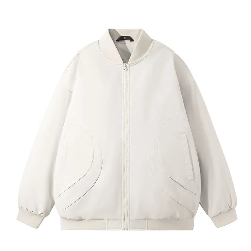 Padded and Thickened Solid Color Varsity Jacket for Men