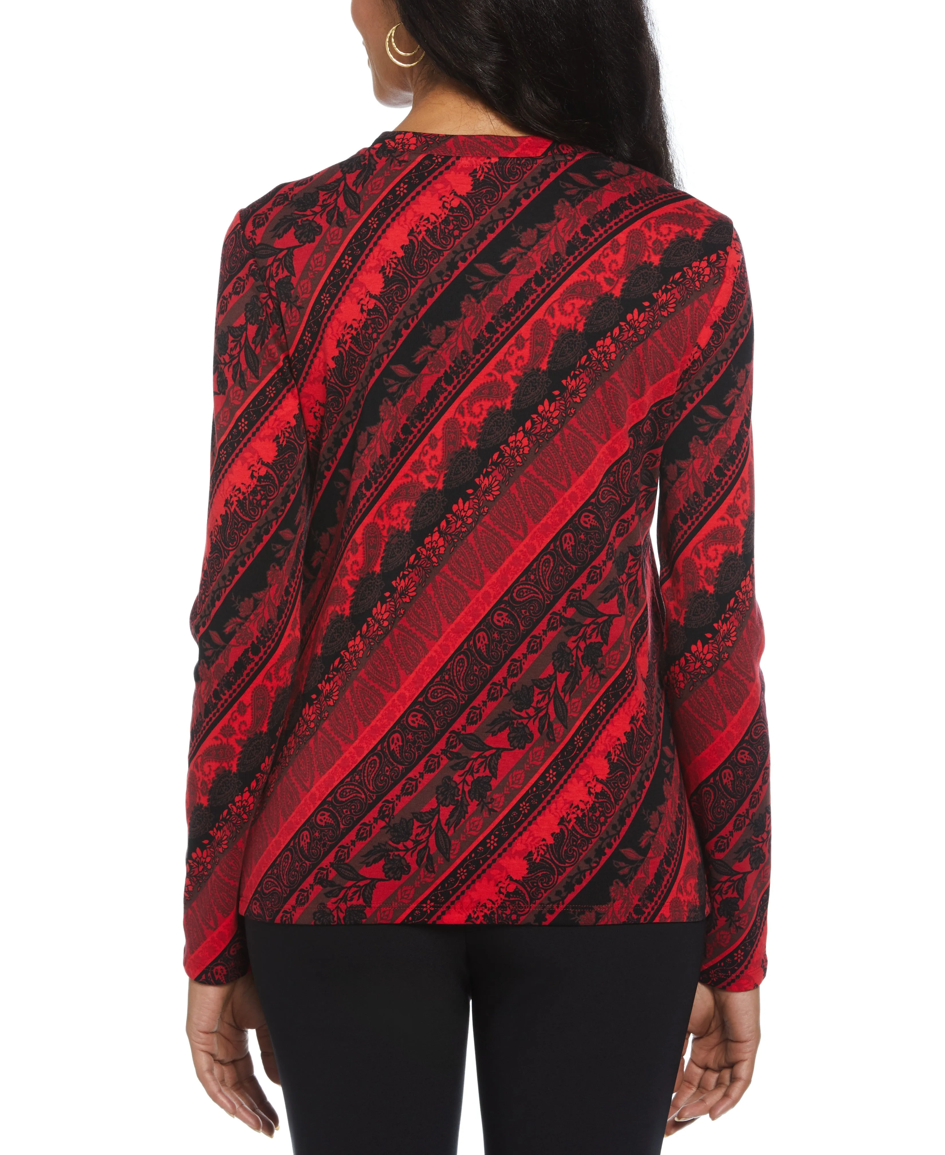 Paisley Stripe Button Detail Top