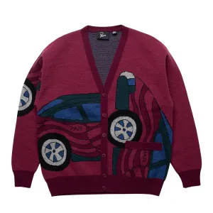 Parra no parking knitted cardigan 'Beet Red'