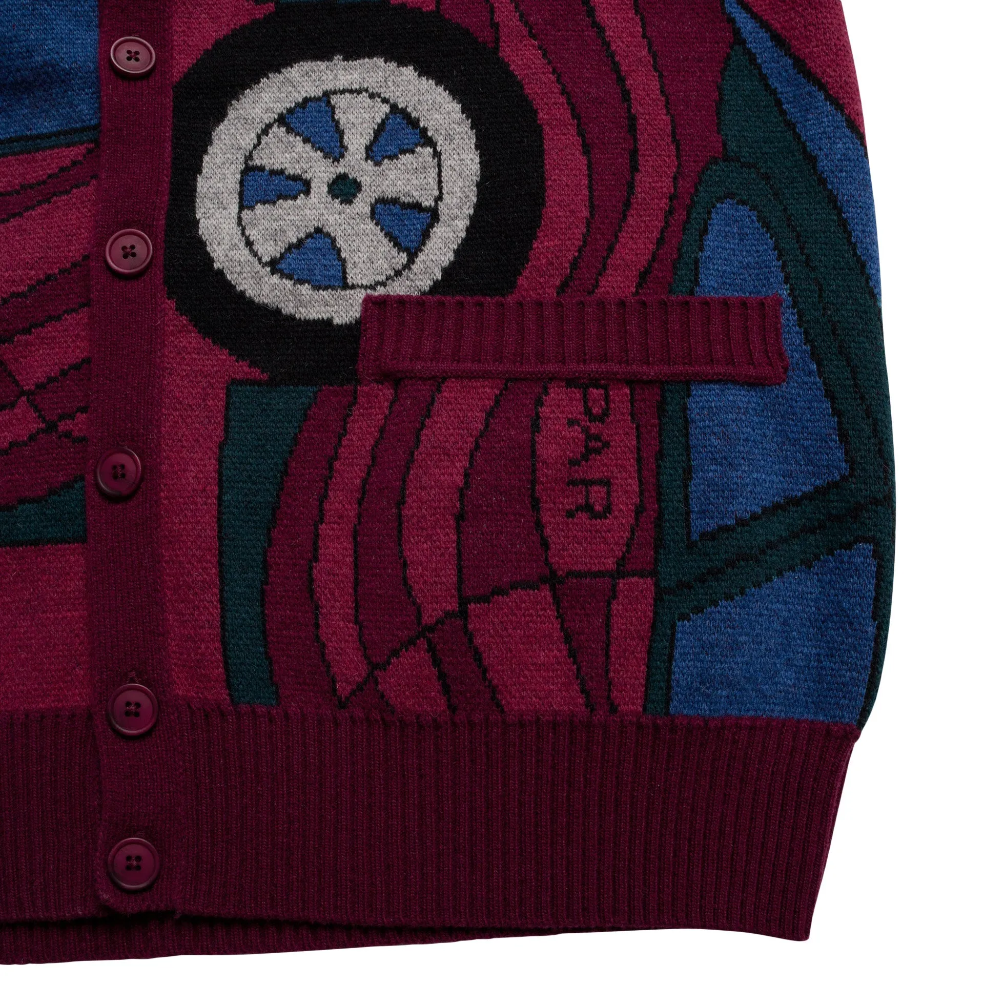 Parra no parking knitted cardigan 'Beet Red'