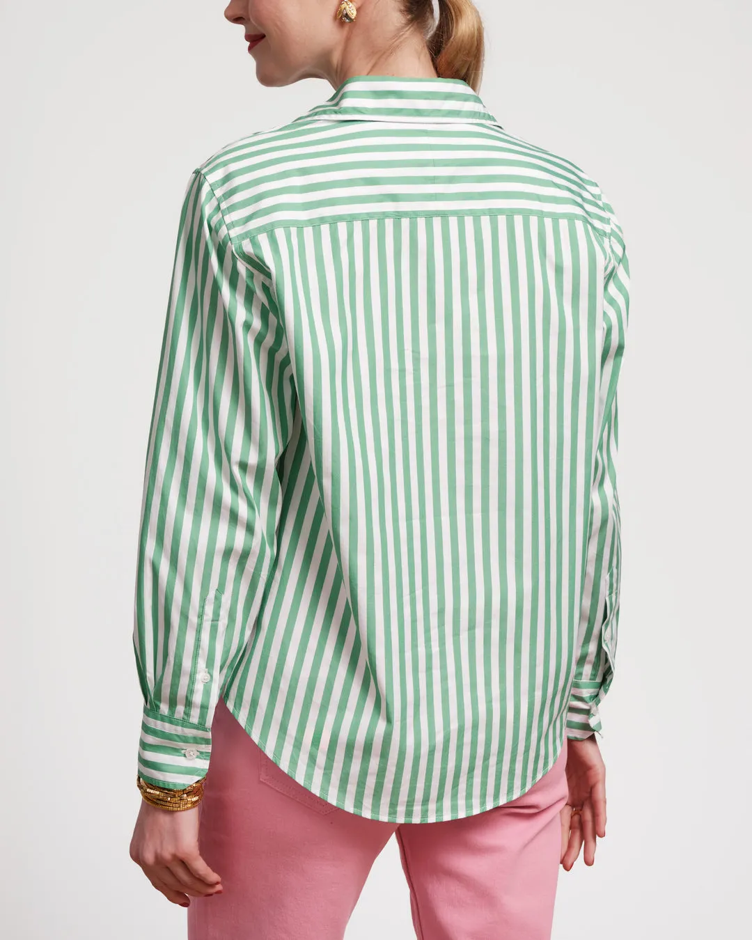 Perfect Button Down in Green Stripe by Frances Valentine
