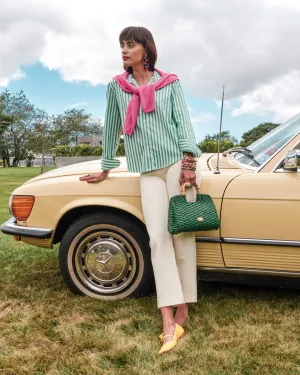 Perfect Button Down in Green Stripe by Frances Valentine