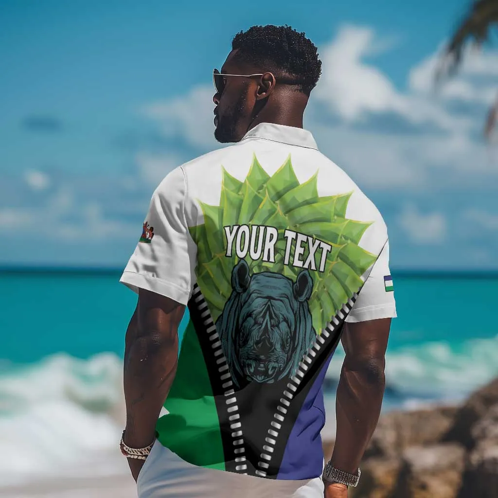 Personalised Afro Lesotho Hawaiian Shirt Black Rhinoceros Aloe Polyphylla LT15