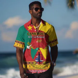 Personalised Cameroon National Day Hawaiian Shirt Cameroun Coat Of Arms With Atoghu Pattern LT14
