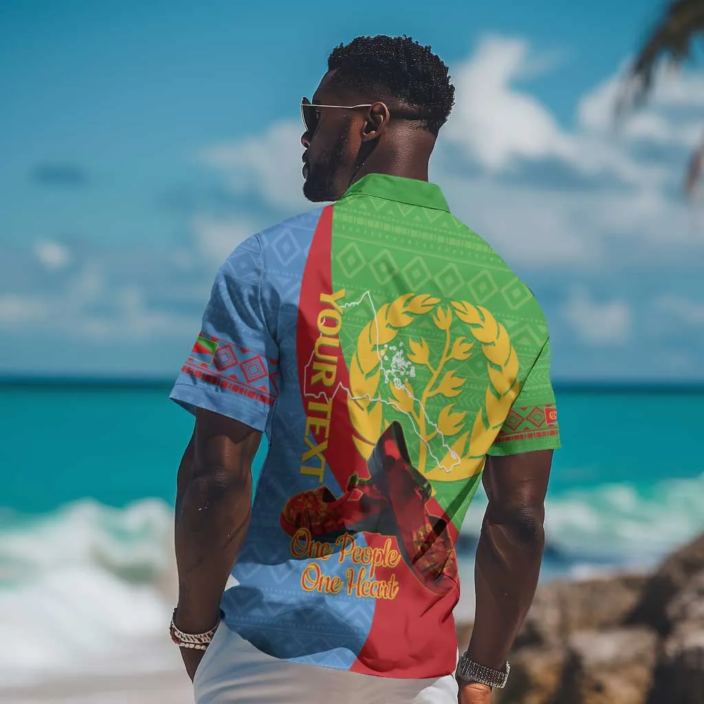 Personalised Eritrea Independence Day Hawaiian Shirt Shida Shoes Olive Branch African Pattern LT14