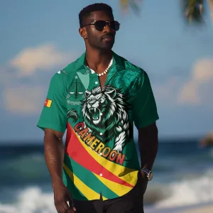 Personalised Happy Cameroon National Day Hawaiian Shirt Lion With Coat Of Arms - Curve Style LT15