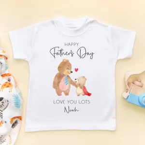 Personalised Happy Father's Day 2024 Cute Bears Toddler & Kids T Shirt