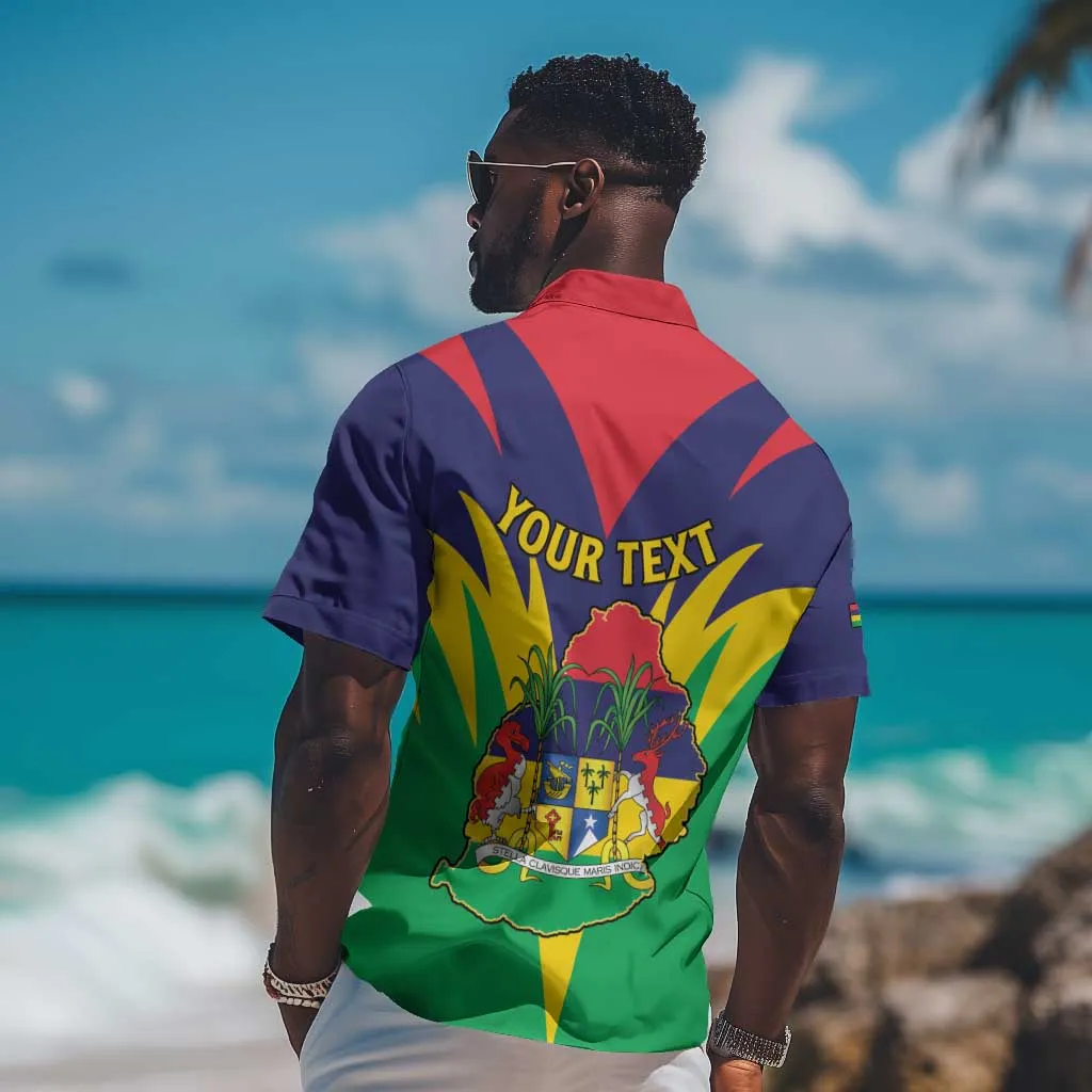 Personalised Republique de Maurice Hawaiian Shirt Coat Of Arms Flag Style LT15