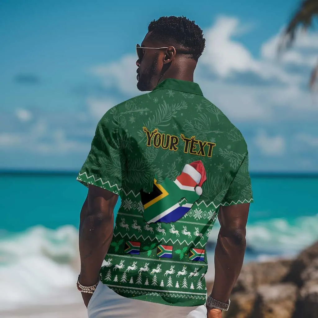 Personalised South Africa Christmas Hawaiian Shirt Cool Santa Claus With South African Map LT14