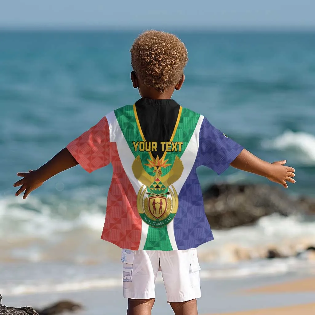 Personalised South Africa Kid Hawaiian Shirt Coat Of Arms Flag Style LT15