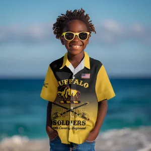 Personalized Afro-Americans Buffalo Soldiers Kid Hawaiian Shirt 10th Cavalry Regiment LT15