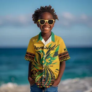 Personalized Black Jamaican Independence Day 1962 Kid Hawaiian Shirt Jumieka Streamertail Reggae Pattern LT01