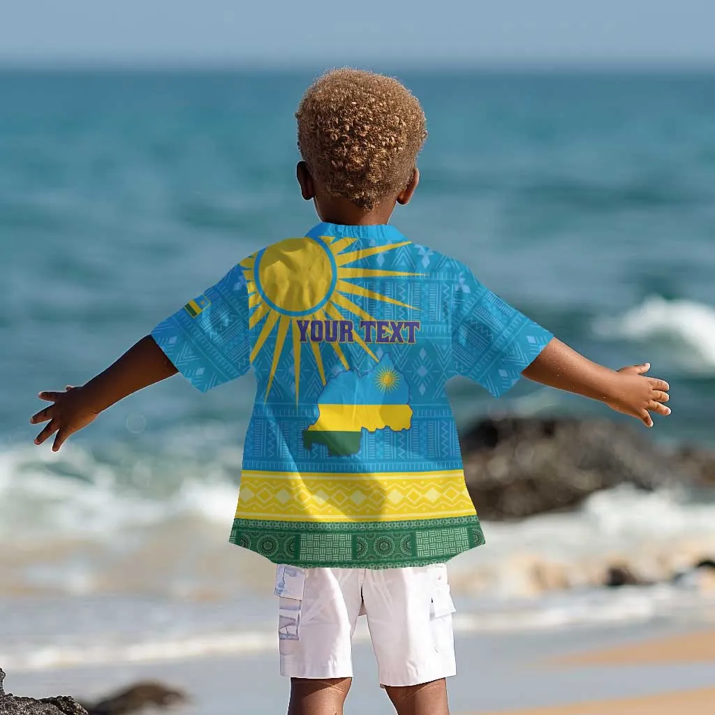 Personalized Rwanda Kid Hawaiian Shirt Coat of Arms With African Pattern LT01