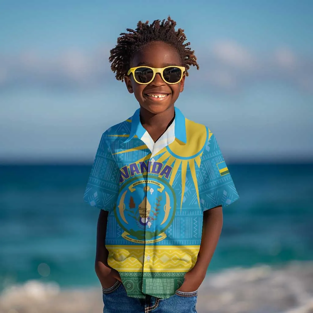Personalized Rwanda Kid Hawaiian Shirt Coat of Arms With African Pattern LT01
