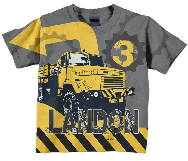 Personalized Shirt For Boys Construction, Personalized Birthday Dump Truck Shirt, Number T-Shirt, Boys Shirt