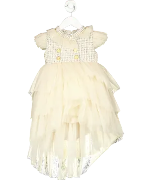 Petite Maison Kids Nude Fira Tweed And Tulle Layered Dress 3 Years