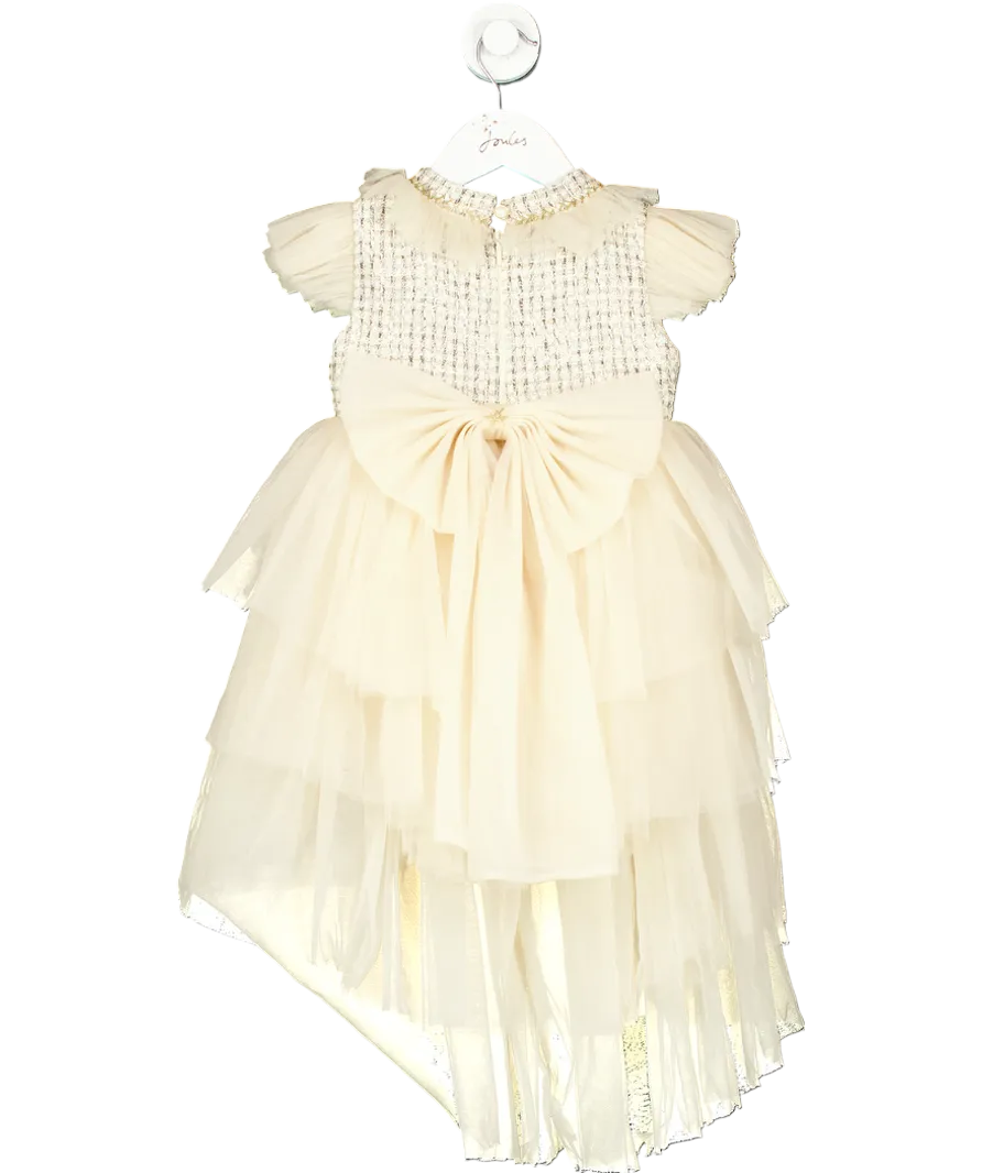 Petite Maison Kids Nude Fira Tweed And Tulle Layered Dress 3 Years