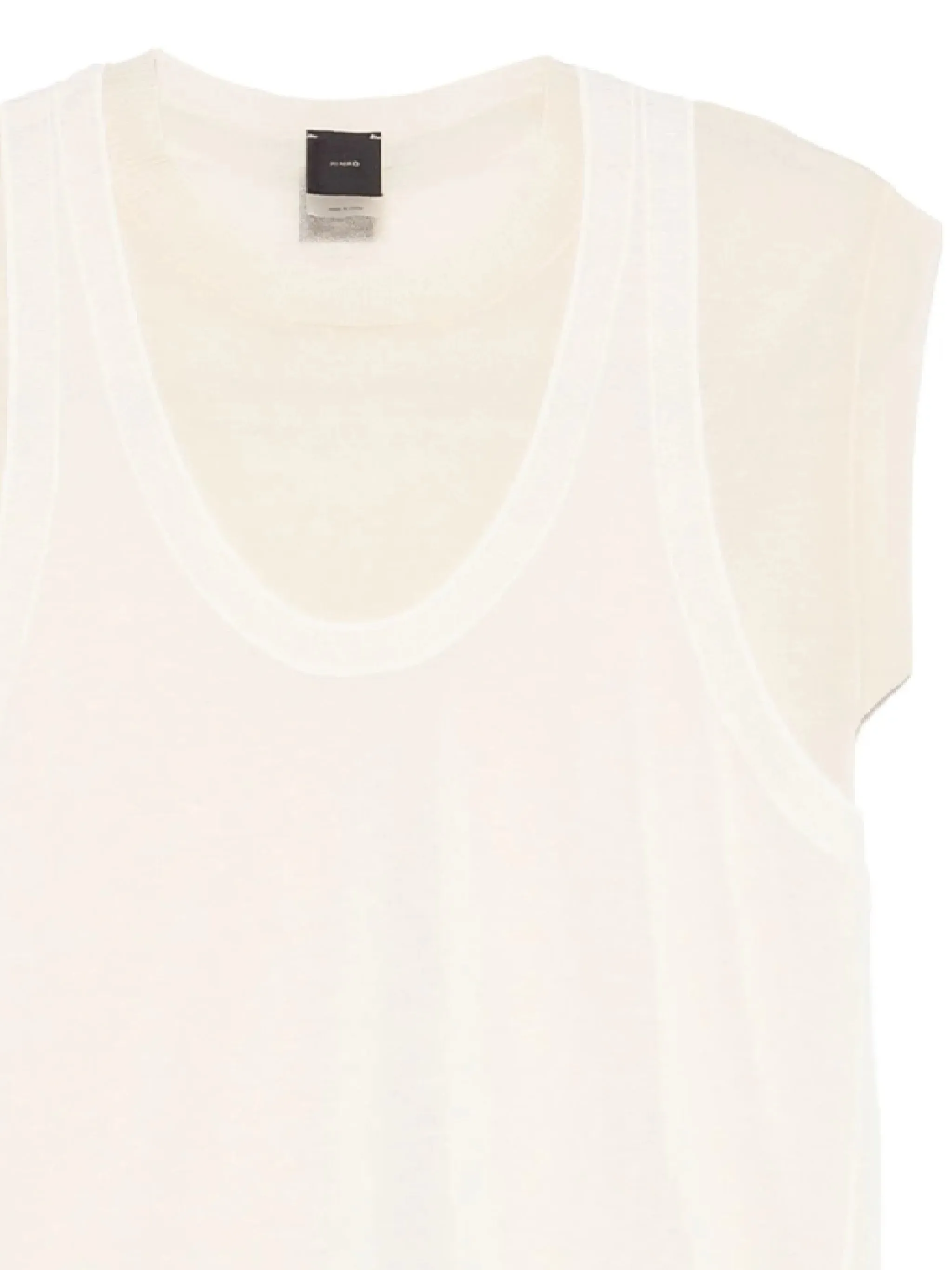 Pinko White Layered Ribbed Cap Sleeve Top