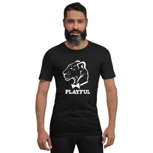 Playful Classic White Logo Short-Sleeve (Unisex) T-Shirt