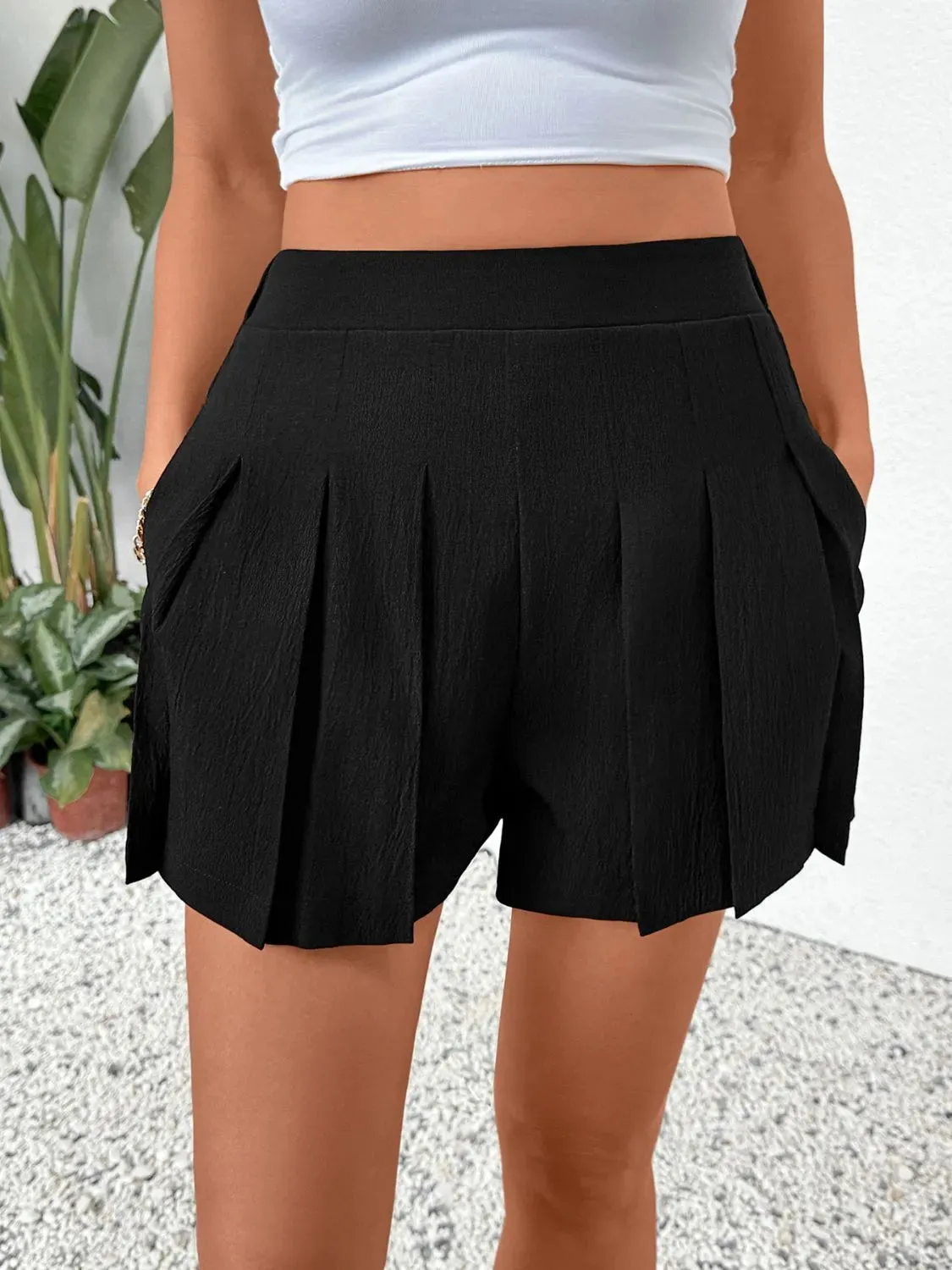 Pleated Shorts with Pockets S-XL