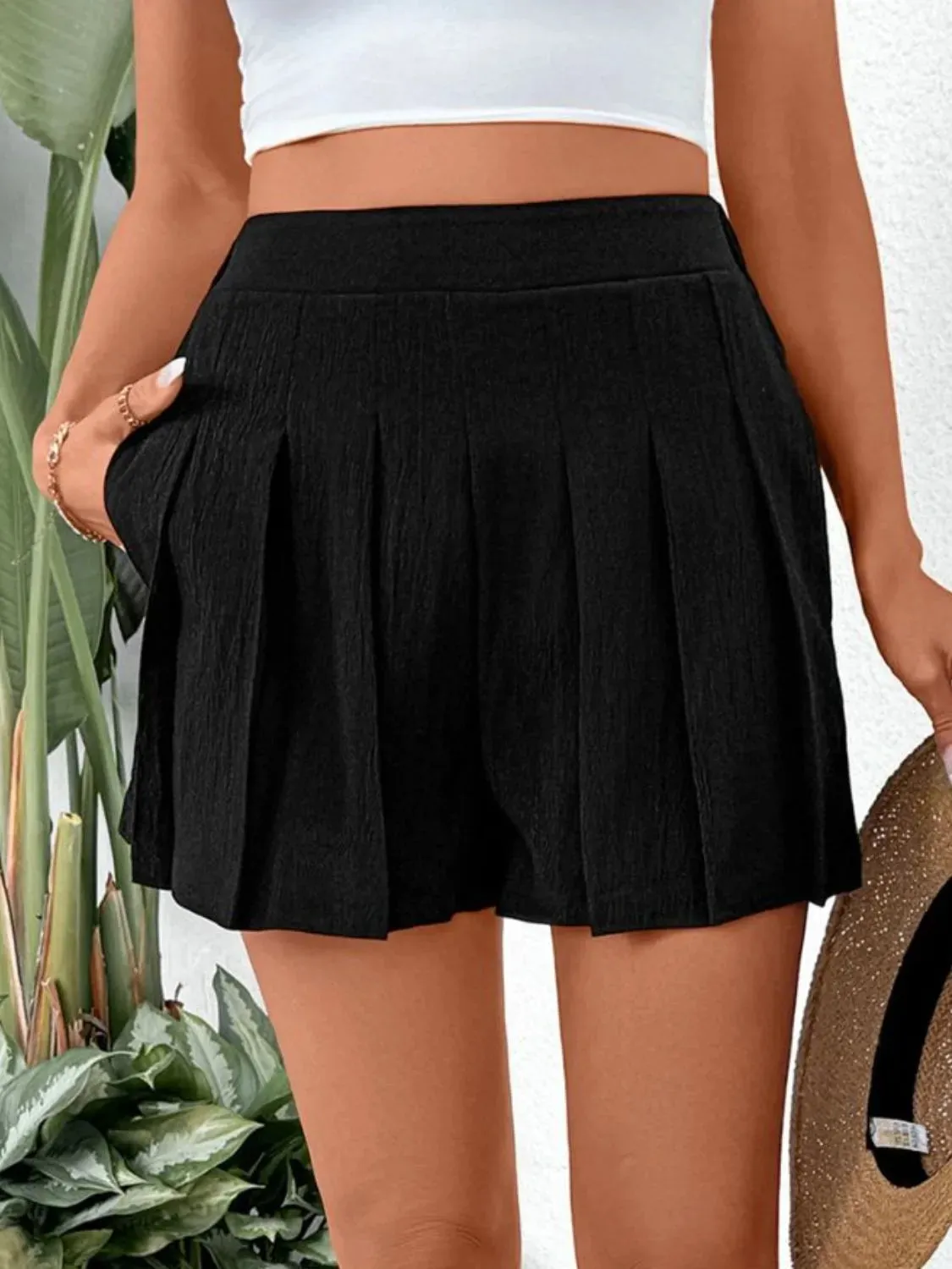Pleated Shorts with Pockets S-XL
